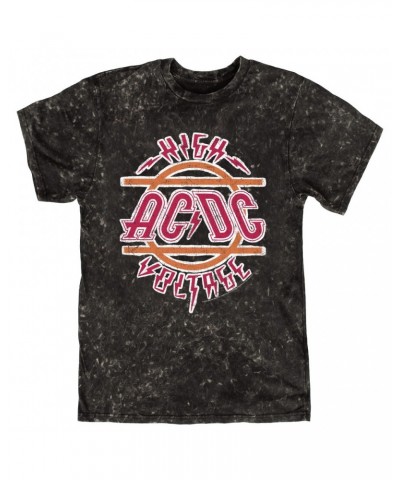 AC/DC T-shirt | Retro Red And Orange High Voltage Distressed Mineral Wash Shirt $8.99 Shirts